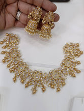 White Lotus Necklace With Jhumki -NN00151